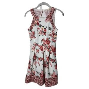 Rewind~Juniors Halter Floral Dress Knee Length Cutout Back Size Small